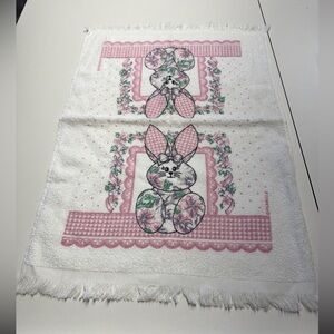 NWOT VTG Cannon Kitchen Towel 1980s-1990s Made USA Bunny Flowers Country Cotton